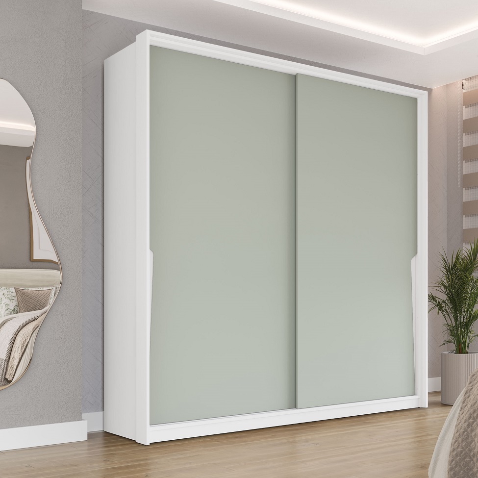 Guarda-Roupa Casal Porto 2 Portas 2 Gavetas Branco e Verde