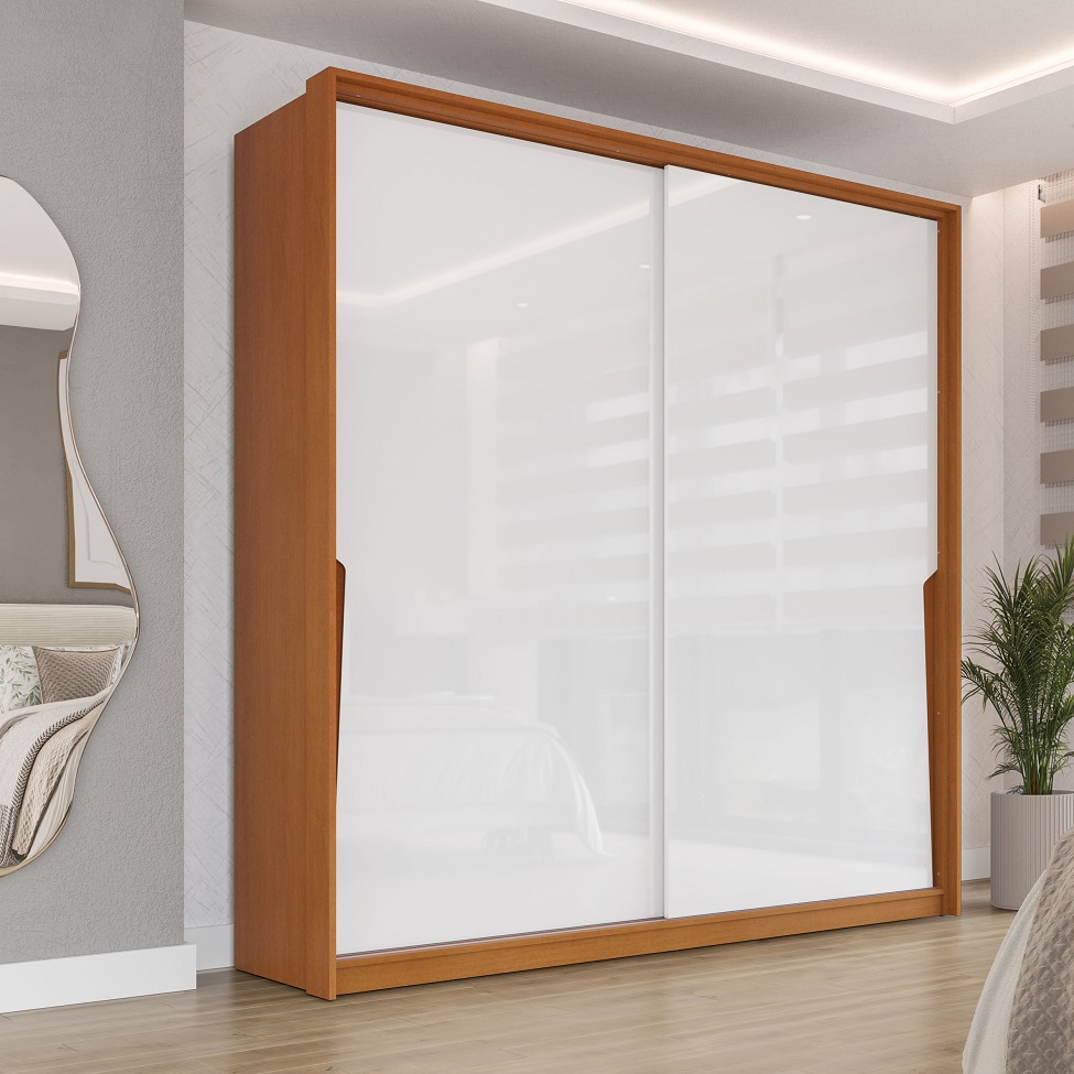 Guarda-Roupa Casal Porto 2 Portas 2 Gavetas Freijó Branco