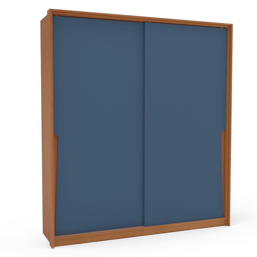 Guarda-Roupa Casal Porto 2 Portas 2 Gavetas Freijó e Azul