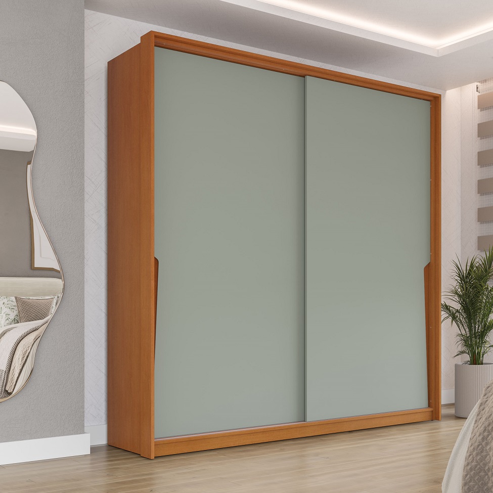 Guarda-Roupa Casal Porto 2 Portas 2 Gavetas Freijó e Verde