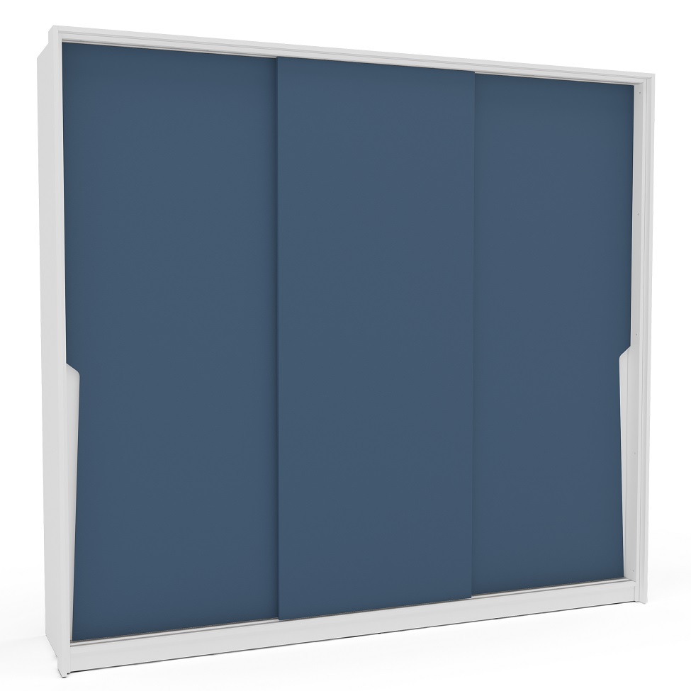 Guarda-Roupa Casal Porto 3 Portas 4 Gavetas Branco e Azul