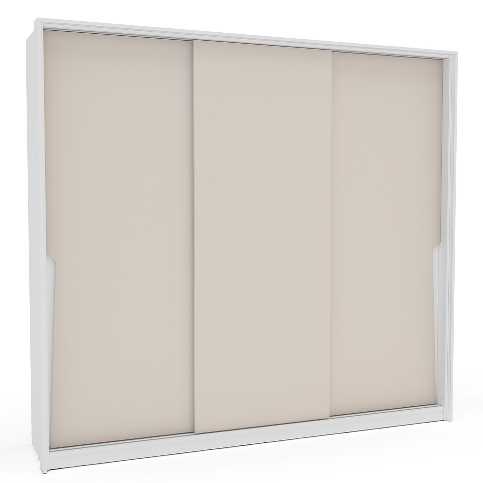 Guarda-Roupa Casal Porto 3 Portas 4 Gavetas Branco e Creme