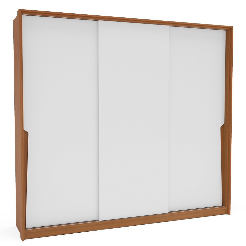 Guarda-Roupa Casal Porto 3 Portas 4 Gavetas Freijó e Branco