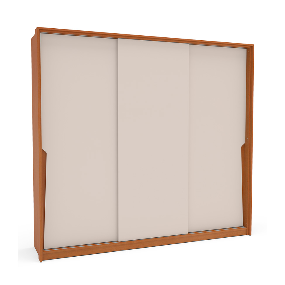 Guarda-Roupa Casal Porto 3 Portas 4 Gavetas Freijó e Creme