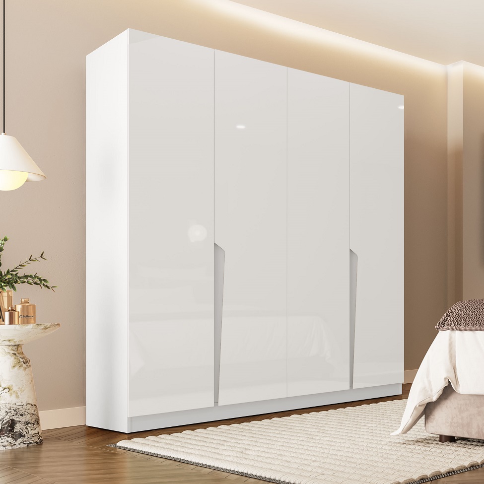 Guarda-Roupa Casal Porto 4 Portas 4 Gavetas Branco