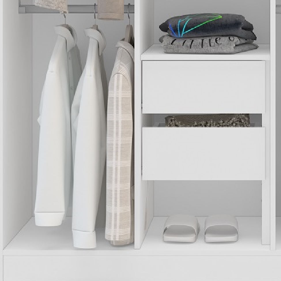 Guarda-Roupa Casal Porto 4 Portas 4 Gavetas Branco e Azul
