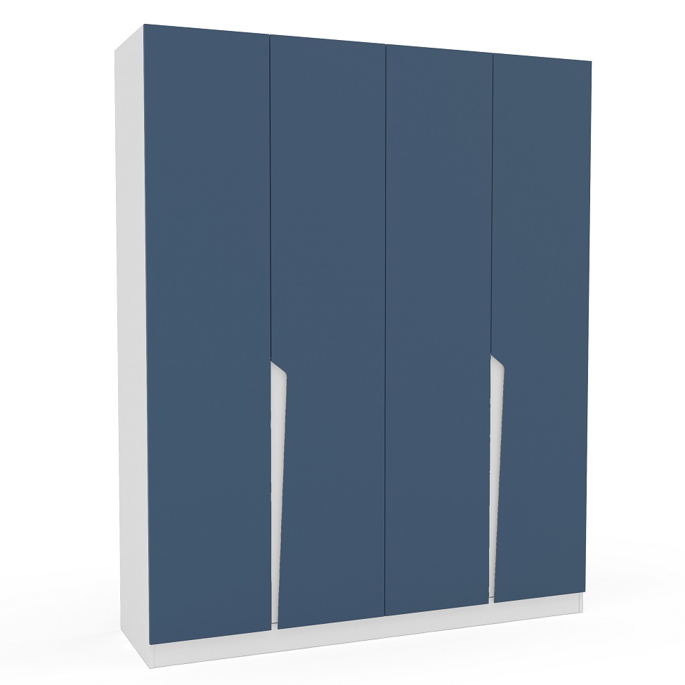Guarda-Roupa Casal Porto 4 Portas 4 Gavetas Branco e Azul