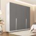 Guarda-Roupa Casal Porto 4 Portas 4 Gavetas Branco e Cinza