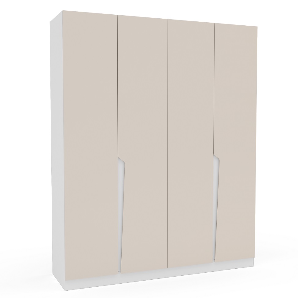Guarda-Roupa Casal Porto 4 Portas 4 Gavetas Branco e Creme