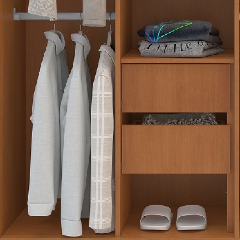 Guarda-Roupa Casal Porto 4 Portas 4 Gavetas Freijó e Azul