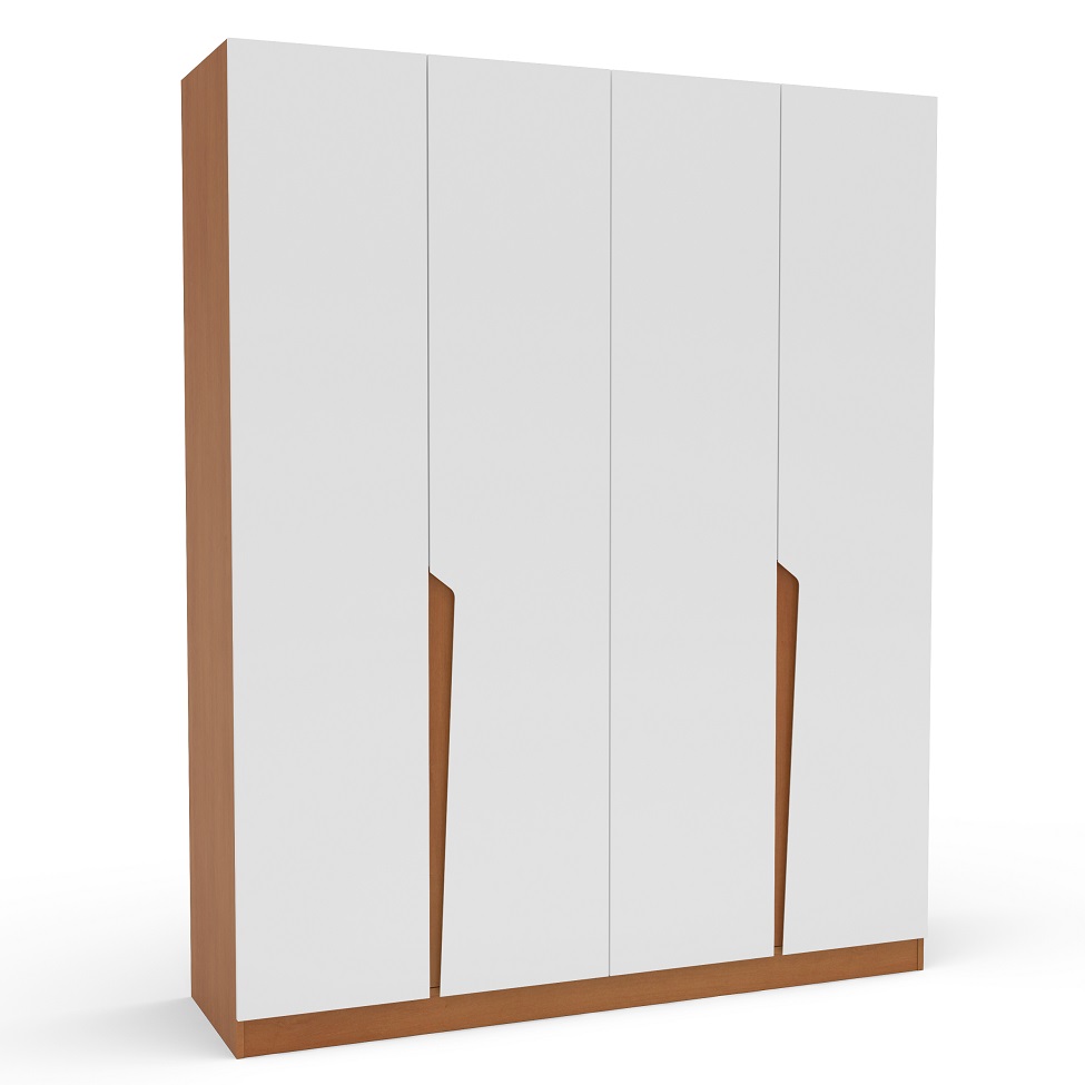 Guarda-Roupa Casal Porto 4 Portas 4 Gavetas Freijó e Branco