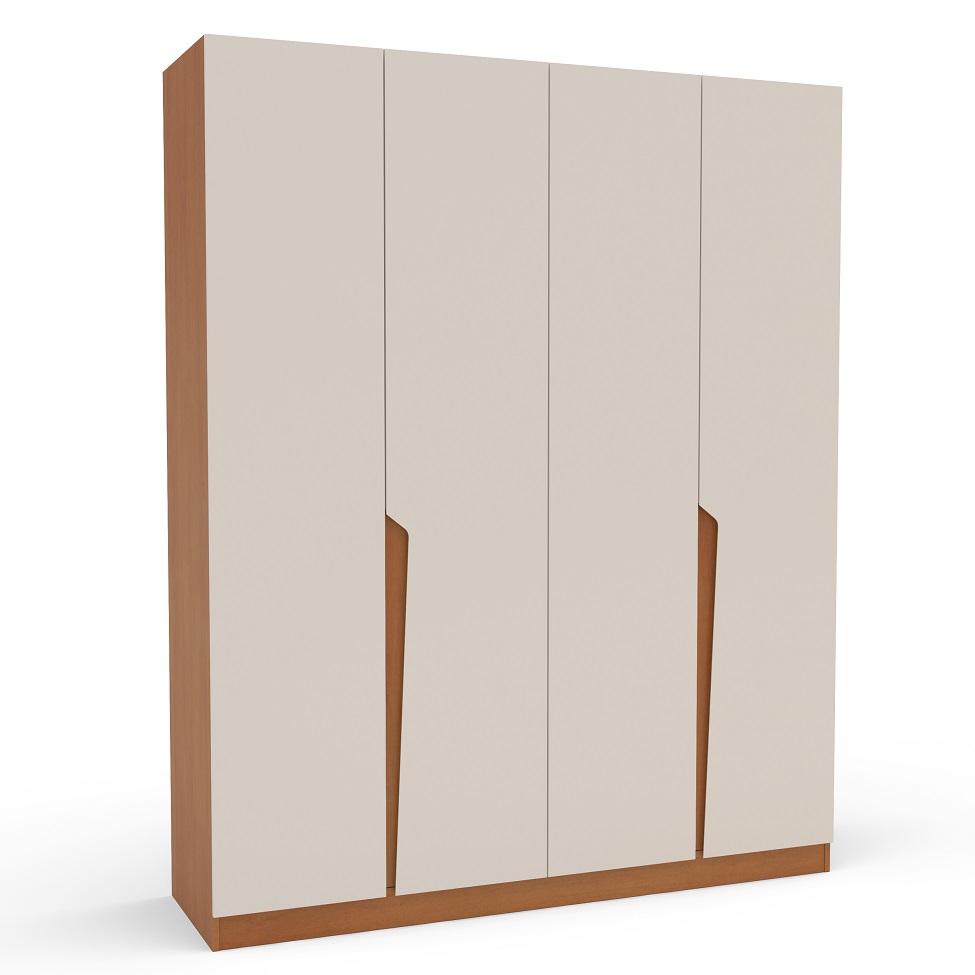 Guarda-Roupa Casal Porto 4 Portas 4 Gavetas Freijó e Creme