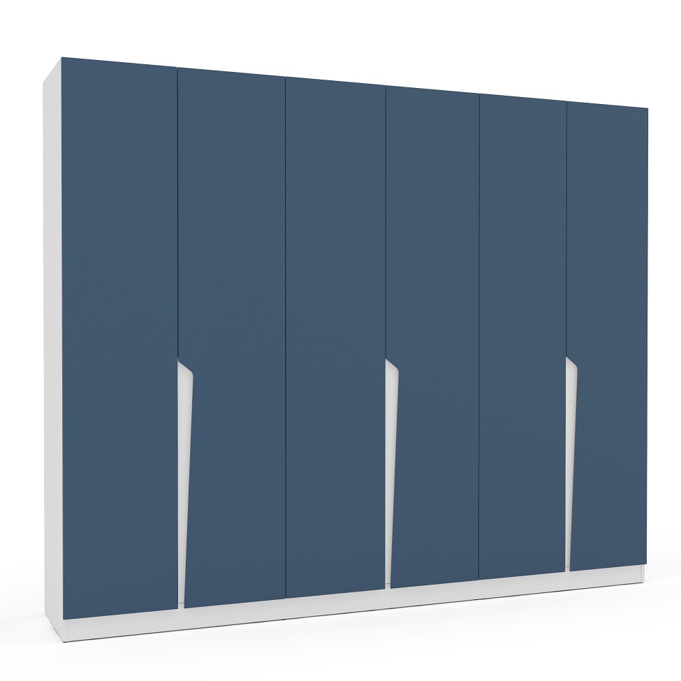 Guarda-Roupa Casal Porto 6 Portas 4 Gavetas Branco e Azul