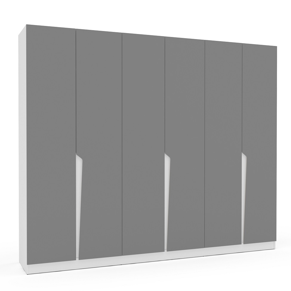 Guarda-Roupa Casal Porto 6 Portas 4 Gavetas Branco e Cinza