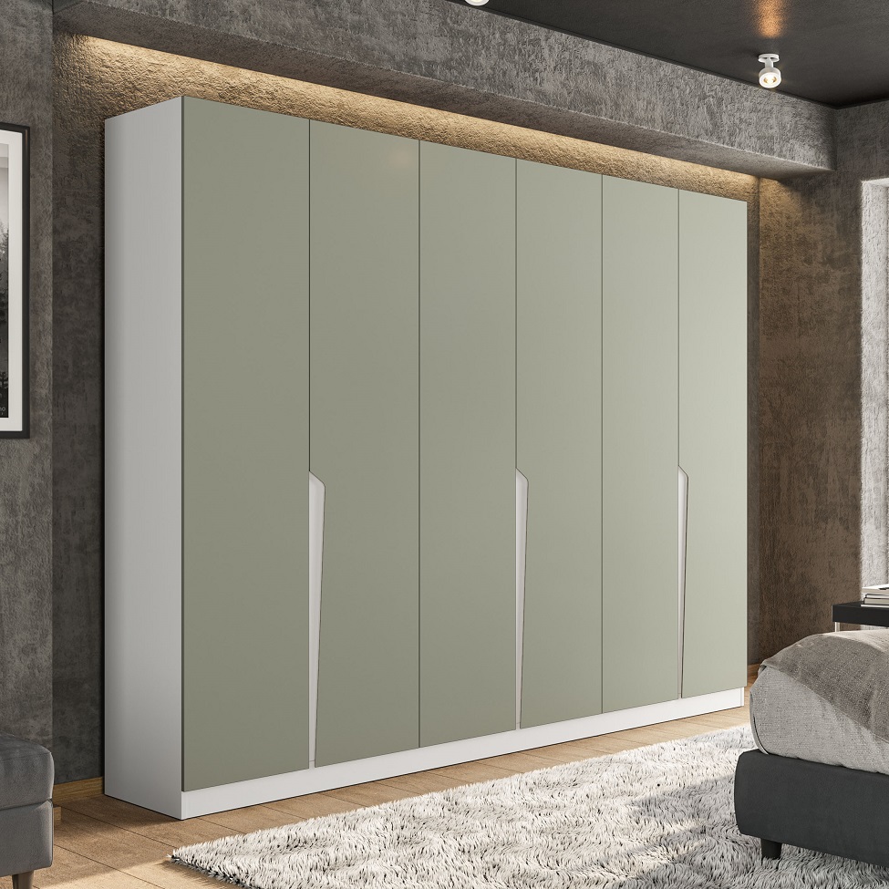 Guarda-Roupa Casal Porto 6 Portas 4 Gavetas Branco e Verde