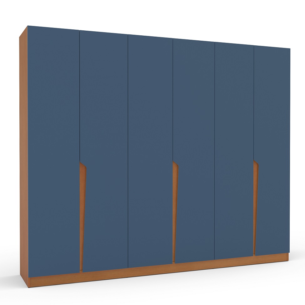 Guarda-Roupa Casal Porto 6 Portas 4 Gavetas Freijó e Azul