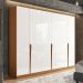 Guarda-Roupa Casal Porto 6 Portas 4 Gavetas Freijó e Branco