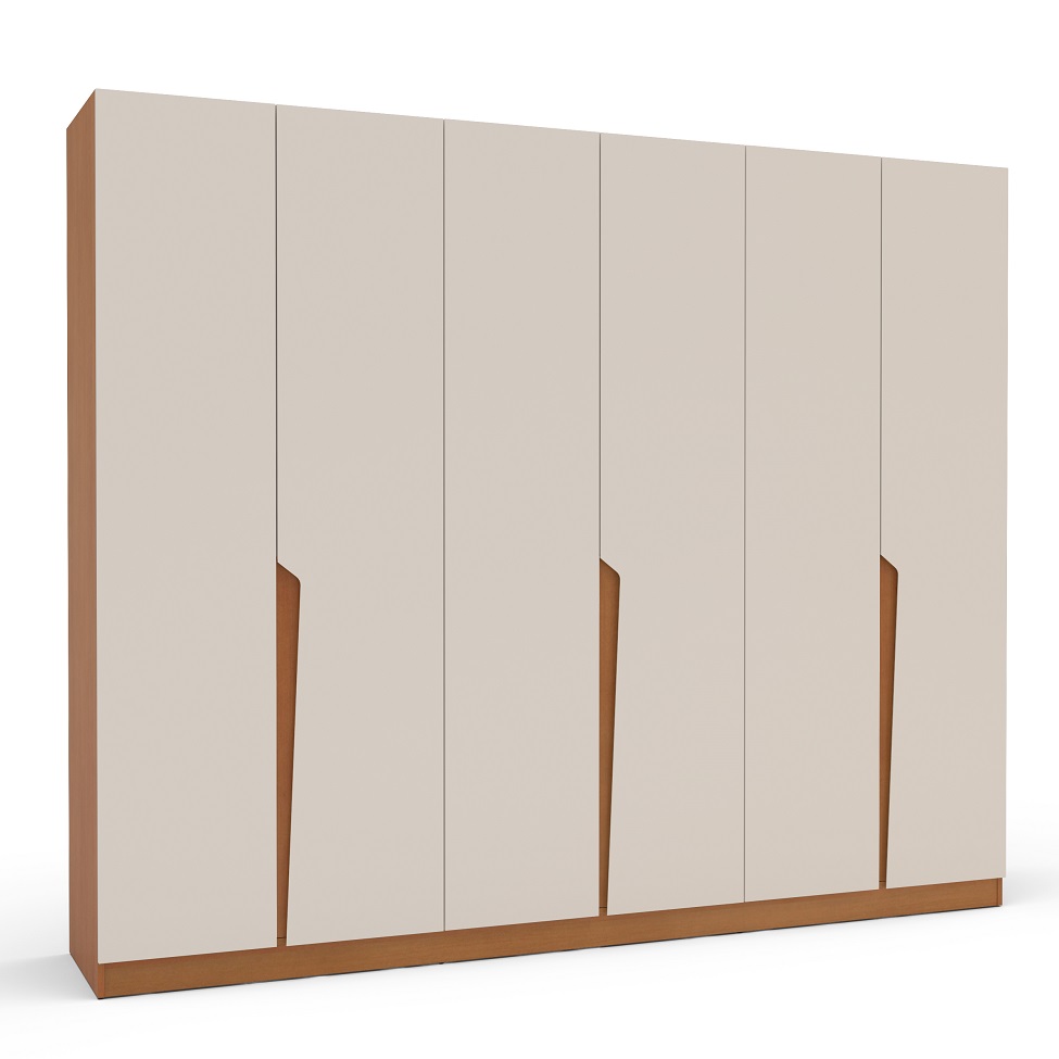 Guarda-Roupa Casal Porto 6 Portas 4 Gavetas Freijó e Creme