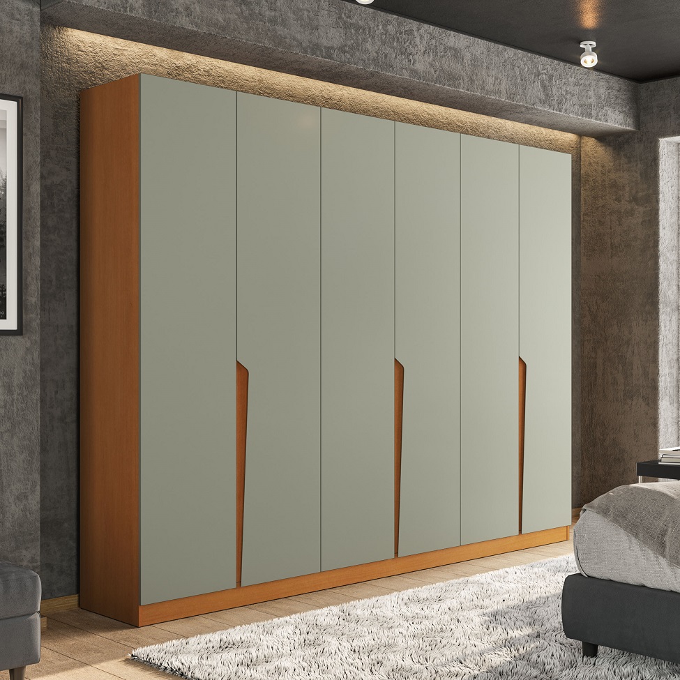Guarda-Roupa Casal Porto 6 Portas 4 Gavetas Freijó e Verde