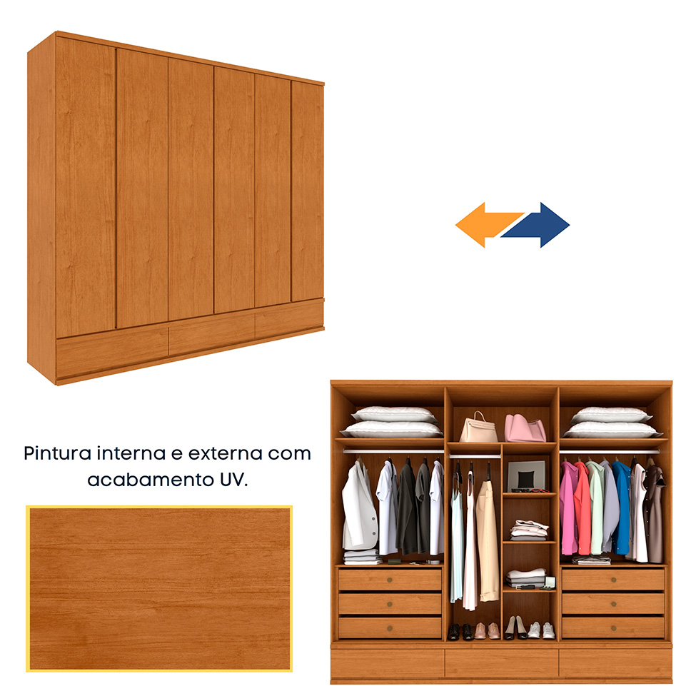 Guarda-Roupa Casal Positano 6 PT 9 GV Cinamomo