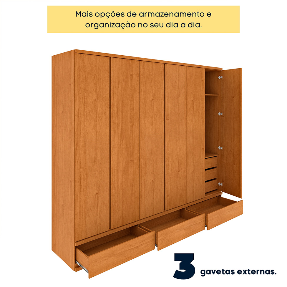 Guarda-Roupa Casal Positano 6 Portas 9 Gavetas Cinamomo