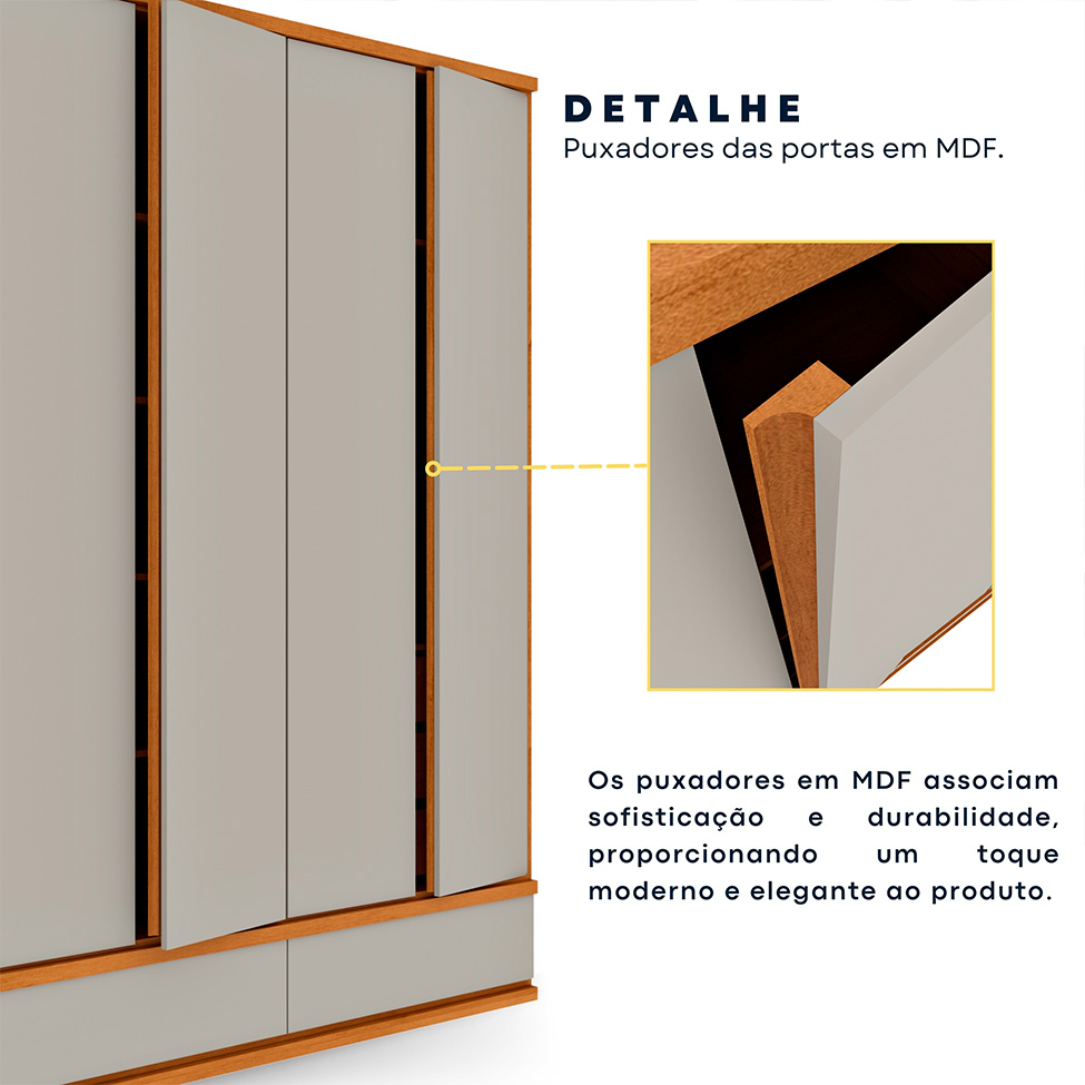 Guarda-Roupa Casal Positano 6 Portas 9 Gavetas Cinamomo e Off White