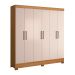 Guarda-Roupa Casal Prático 6 Portas 3 Gavetas Amêndoa e Off White