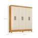 Guarda-Roupa Casal Prático 6 Portas 3 Gavetas Cinamon e Off White