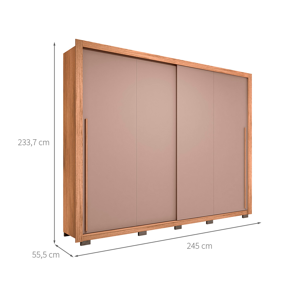 Guarda-Roupa Casal Praticus 2 Portas 4 Gavetas Buriti e Fendi