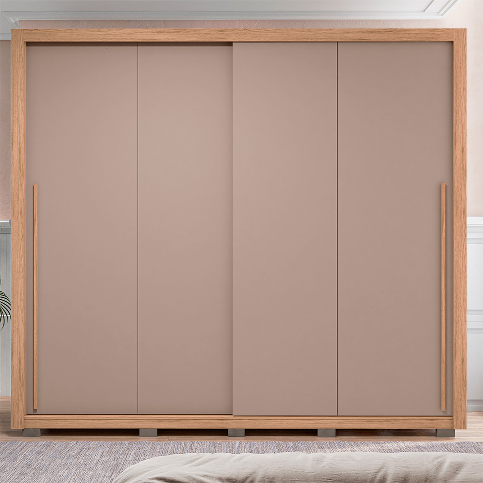 Guarda-Roupa Casal Praticus 2 Portas 4 Gavetas Buriti e Fendi