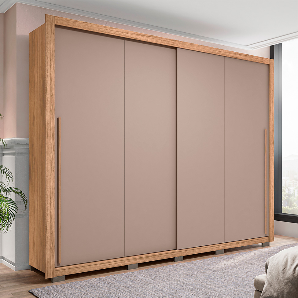 Guarda-Roupa Casal Praticus 2 Portas 4 Gavetas Buriti e Fendi