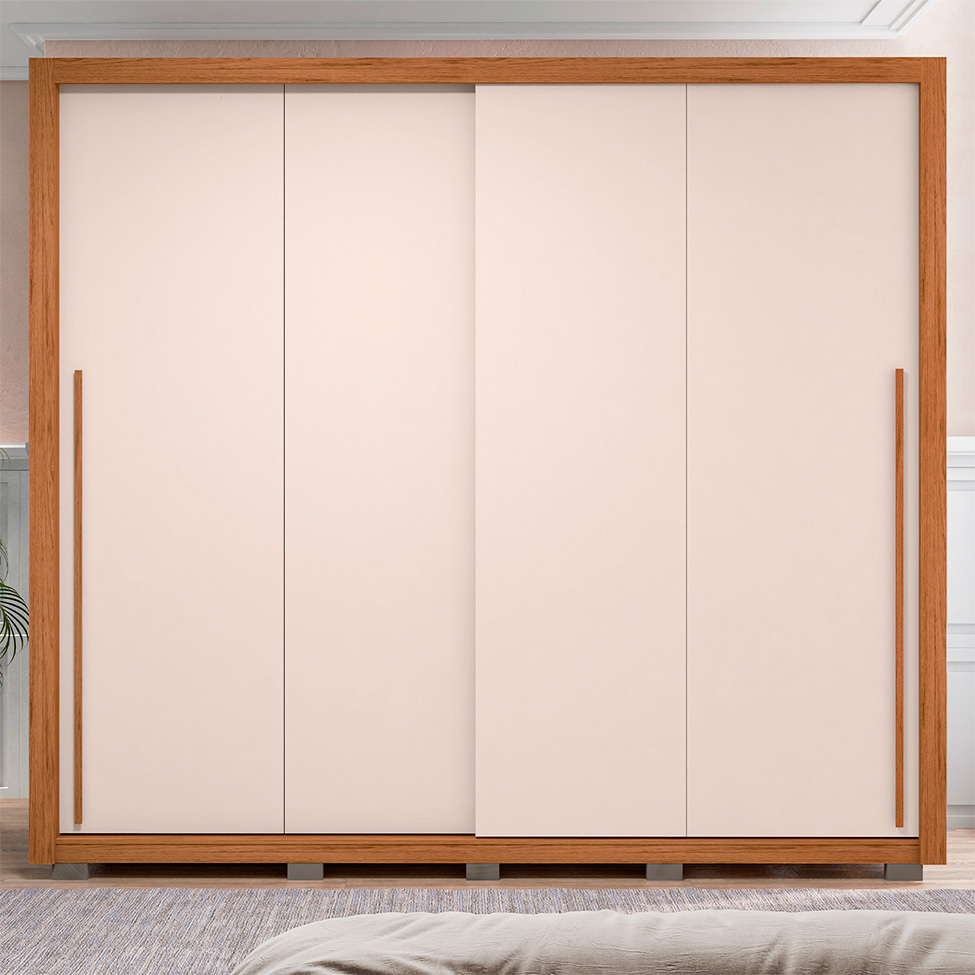 Guarda-Roupa Casal Praticus 2 Portas 4 Gavetas Freijó e Off White