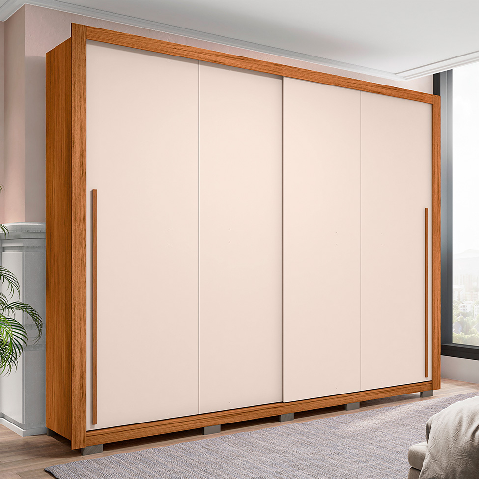 Guarda-Roupa Casal Praticus 2 Portas 4 Gavetas Freijó e Off White