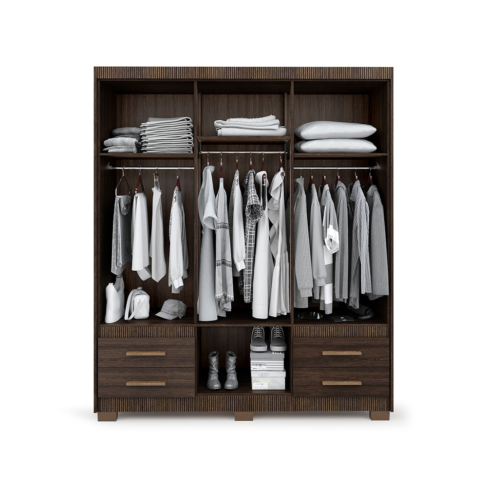 Guarda-Roupa Casal Primacy 6 Portas 4 Gavetas Capuccino Wood