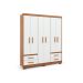 Guarda-Roupa Casal Primacy 6 Portas 4 Gavetas Freijó Wood e Off White