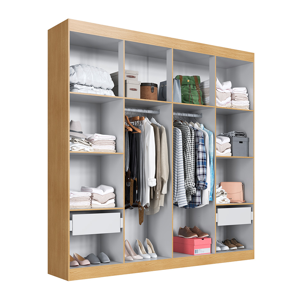 Guarda-Roupa Casal Provençal 4 PT 2 GV Savana e Branco