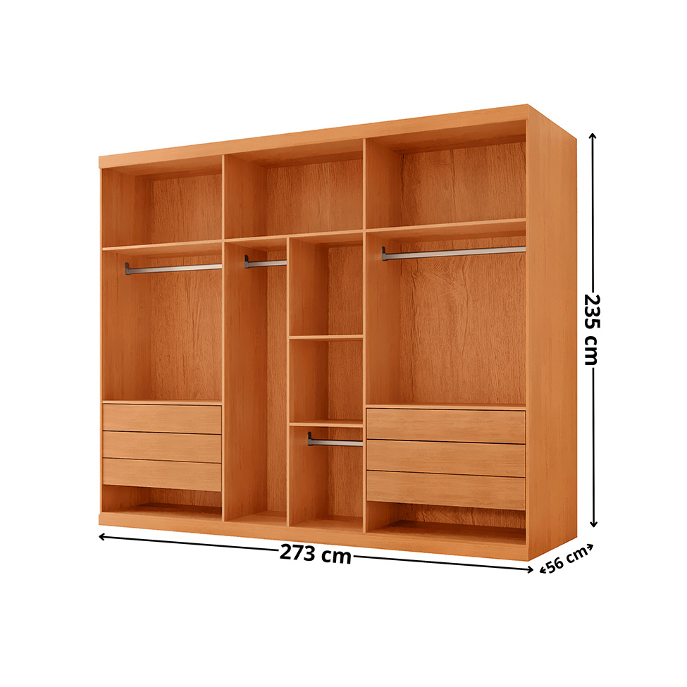 Guarda-Roupa Casal Pulse 100% MDF 6 Portas 6 Gavetas Naturalle
