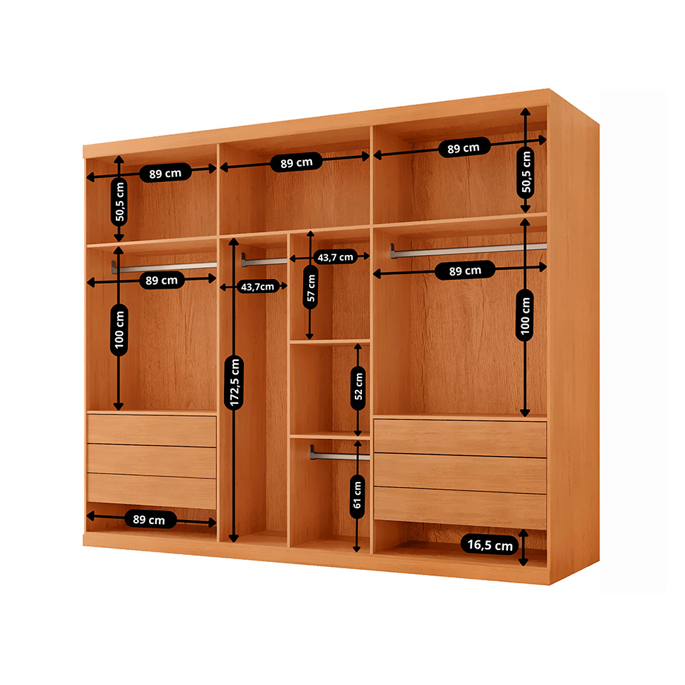 Guarda-Roupa Casal Pulse 100% MDF 6 Portas 6 Gavetas Naturalle