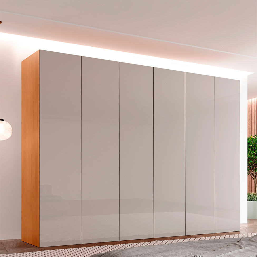 Guarda-Roupa Casal Pulse 100% MDF 6 Portas 6 Gavetas Naturalle e Off White
