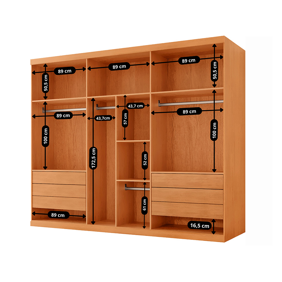 Guarda-Roupa Casal Pulse 100% MDF 6 Portas 6 Gavetas Naturalle e Off White