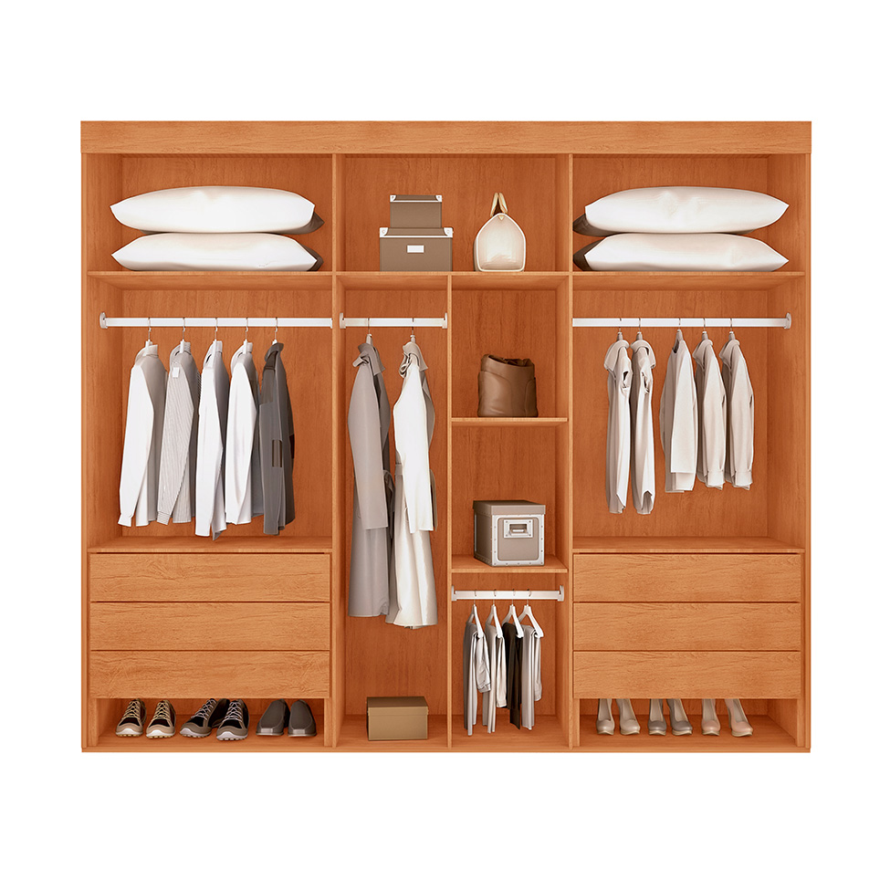 Guarda-Roupa Casal Pulse 100% MDF 6 Portas 6 Gavetas Naturalle e Off White