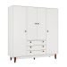 Guarda-Roupa Casal Retrô 4 Portas 3 Gavetas Branco
