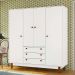 Guarda-Roupa Casal Retrô 4 Portas 3 Gavetas Branco