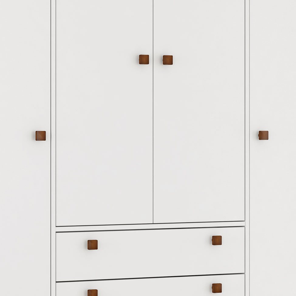 Guarda-Roupa Casal Retrô 4 Portas 3 Gavetas Branco