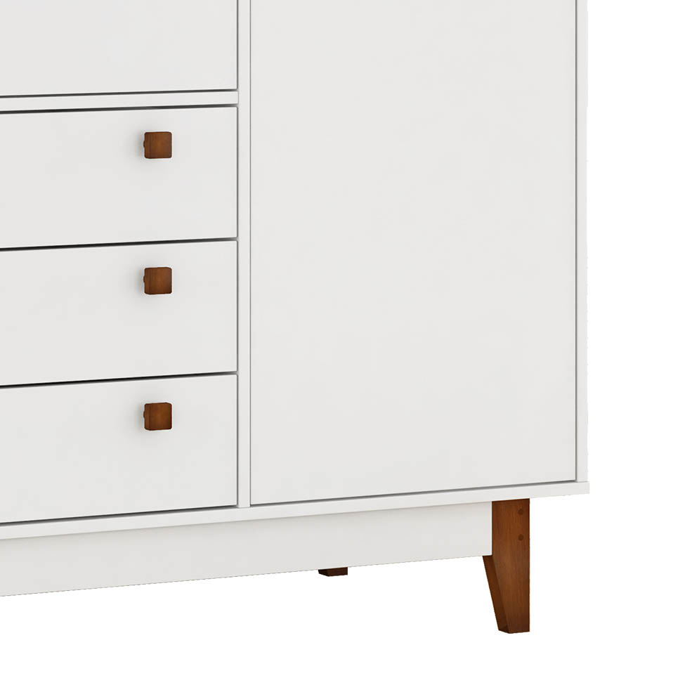 Guarda-Roupa Casal Retrô 4 Portas 3 Gavetas Branco