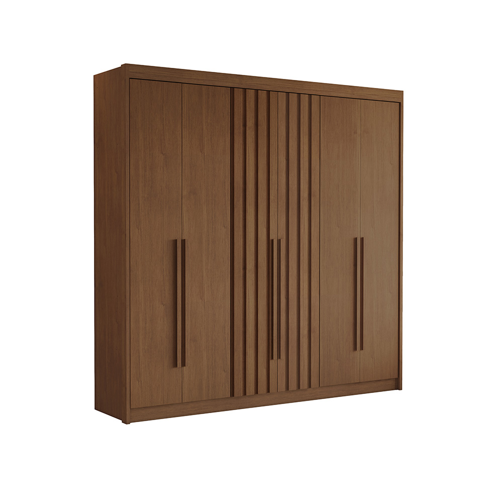 Guarda-Roupa Casal Ripado Portugal 6 Portas 6 Gavetas Cacau