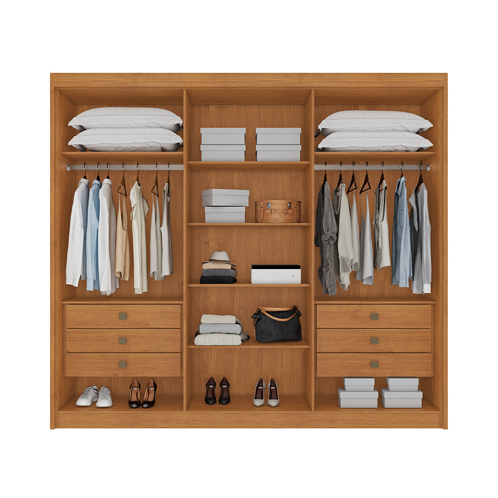 Guarda-Roupa Casal Ripado Portugal II 6 Portas 6 Gavetas Cinamomo