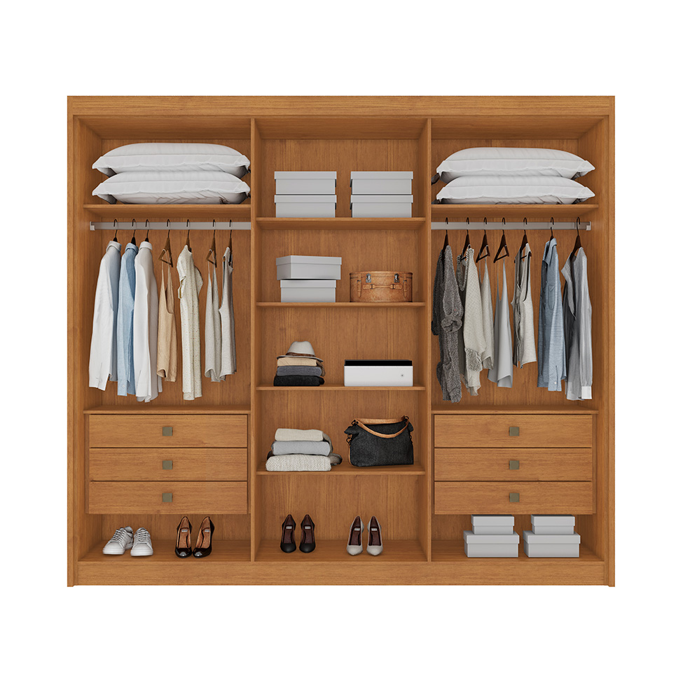 Guarda-Roupa Casal Ripado Portugal III 6 Portas 6 Gavetas Cinamomo