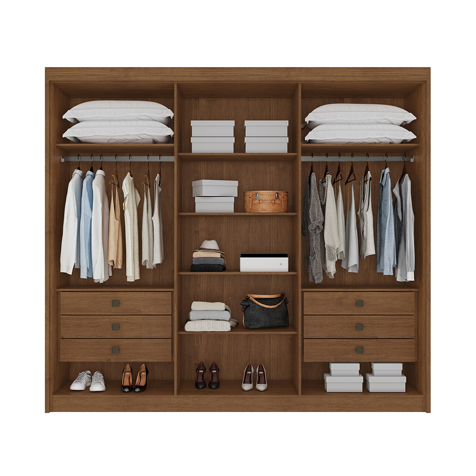 Guarda-Roupa Casal Ripado Portugal IV 6 Portas 6 Gavetas Cacau