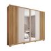 Guarda-Roupa Casal Ripado com 2 Espelhos Apollo 6 Portas 4 Gavetas Buriti e Off White